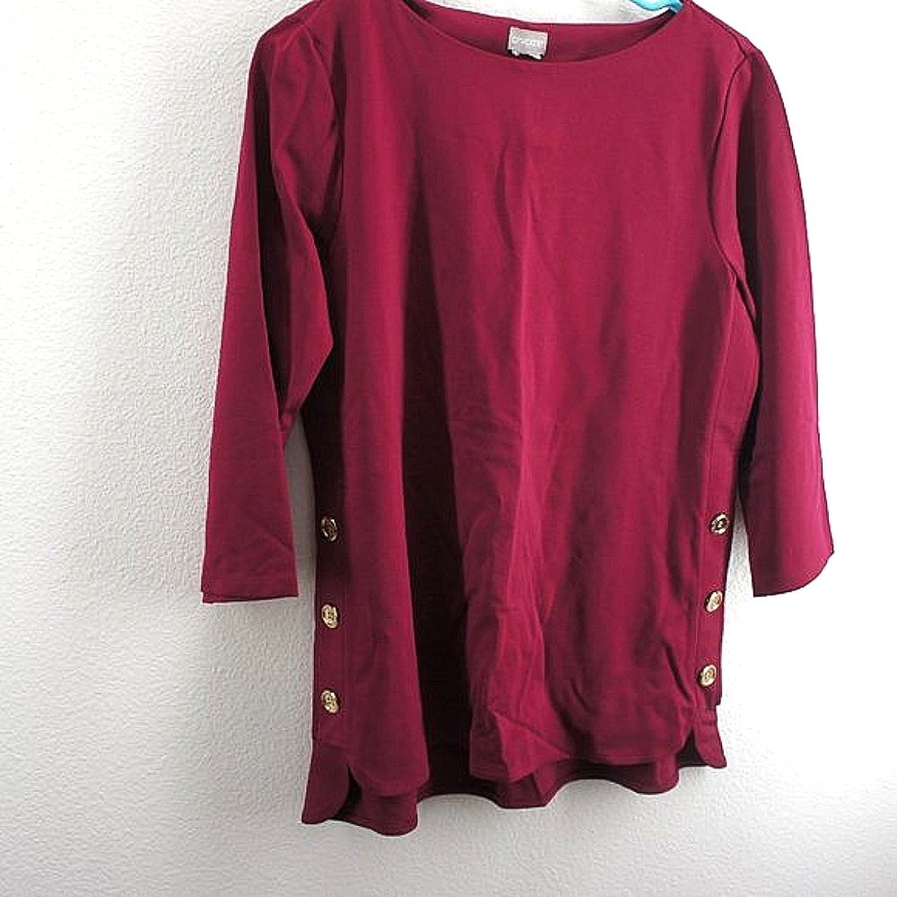 Chicos side button accent mulberry tunic top size 0?